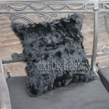CX-D-16 Европейский домашний черный пушистый чехол для подушек из натурального овечьего меха, наволочка для кровати