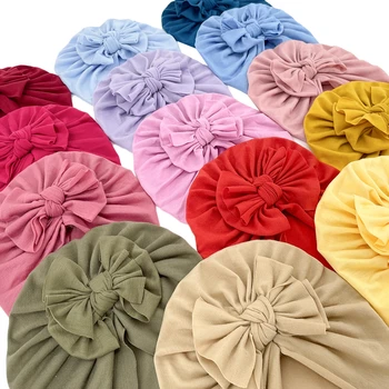 FOCUSNORM 11 цветов, тюрбаны для новорожденных девочек и мальчиков, винтажные мягкие шапочки с бантом, эластичные шапочки для новорожденных