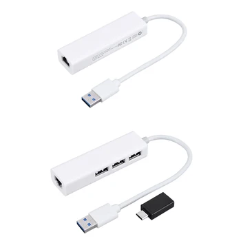 USB Ethernet Адаптер 1000/100 Мбит/с USB к RJ45 USB3.0/2.0 КОНЦЕНТРАТОР для Портативных ПК Macbook Pro Air Сетевая карта USB LAN