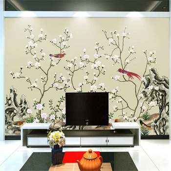 wellyu Пользовательские обои 3D сплошная настенная роспись Китайская ручная роспись кистью цветок гостиная papel de parede 3D обои