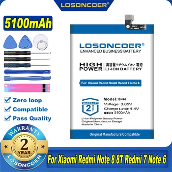 Аккумулятор LOSONCOER BN46 5100 мАч Для Xiaomi Redmi Note 8 8T Redmi 7 Redmi7 Note 6 Note6 Аккумулятор Мобильного Телефона