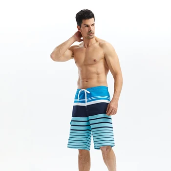 Быстросохнущие спортивные штаны для плавания, серфинга, полосатые пляжные брюки, Летние мужские повседневные шорты для бега на шнурке, мужская одежда