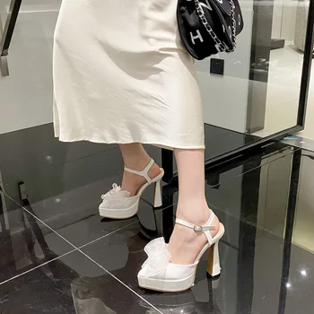 Летний водонепроницаемый стол сандалии на высоких каблуках женские шнурки