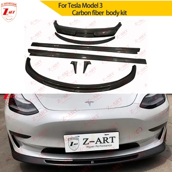 Обвес из углеродного волокна Z-ART для тюнинга Tesla Model 3, аксессуары для ремонта автомобиля, Обновленные обвесы для переднего бампера, губа заднего диффузора
