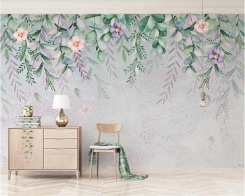 Обои на заказ Beibehang Растение ручной росписи акварелью листья цветы Фон для телевизора украшение дома ТВ 3D обои
