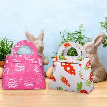 Пасхальная сумочка Прочный многоразовый Пасхальный кролик с двойной ручкой, коробка для десерта 