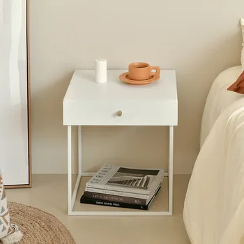 Скандинавский современный минималистичный прикроватный столик Прикроватная тумбочка для спальни с ящиком для хранения Маленький столик для хранения на полу из кованого железа