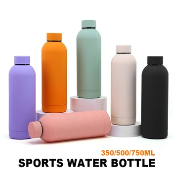 Спортивная бутылка для воды, не содержащая BPA, Матовая чашка, термос, бутылка для питья из нержавеющей стали, 350/500/750 мл, походная чашка для воды