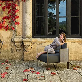 Уличная мебель водонепроницаемый солнцезащитный садовый диван из нержавеющей стали простой досуг вилла в скандинавском стиле во дворе на открытом воздухе