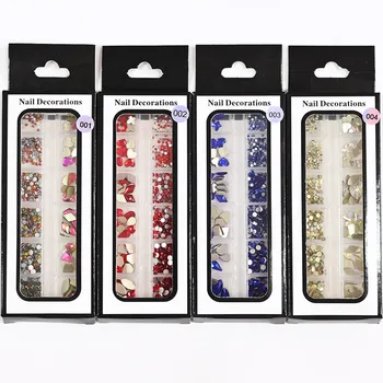 1 Коробка Роскошных блестящих бриллиантовых страз для дизайна ногтей Stone Strass Glass 3D Nails Supplies Jewelry AB / Красочные исправления Маникюрных декоров#