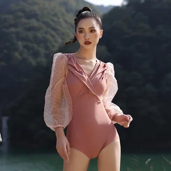 2023 Новая Розовая Корейская версия, сексуальная накидка, тонкая и консервативная цельная сетчатая юбка, купальники для пляжного серфинга для женщин