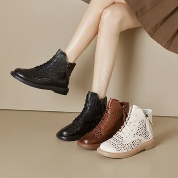 2023, Новые весенне-осенние ботинки в стиле ретро, женские повседневные ботинки на платформе с двойной боковой молнией, Женская обувь большого размера Zapatillas Mujer