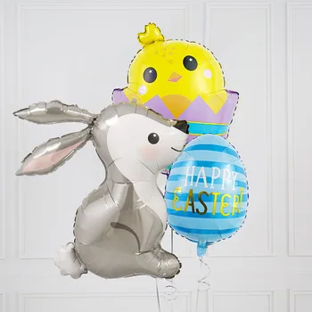 2023 Счастливое Пасхальное украшение Банни Кролик Воздушные шары из фольги Пасхальные яйца Морковный баллон Детский душ для свадьбы, Дня рождения Декор для вечеринки