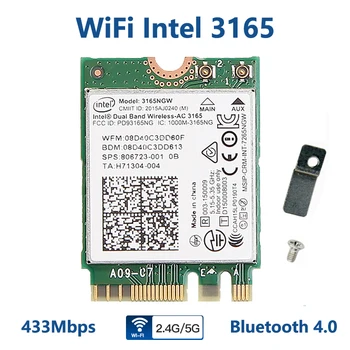 433 Мбит/с для Intel 3165 Wifi Карта Двухдиапазонная 2,4 Г/5 ГГц 802.11ac WiFi + Bluetooth 4,0 Сетевой Мини-Адаптер 3165NGW