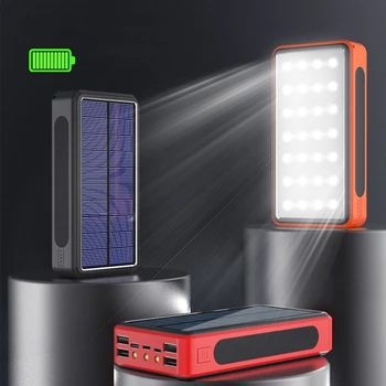 50000mAh Solar Power Bank Портативное Зарядное Устройство с Легким Внешним Аккумулятором Quick Charge Powerbank для iPhone X HUAWEI Xiaomi Samsung