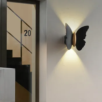 6 Вт Наружный Водонепроницаемый светодиодный настенный светильник IP65, современный черно-белый настенный светильник с бабочкой, сад, внутренний двор, Балкон, коридор, крыльцо, освещение