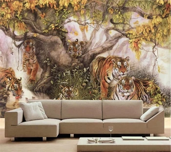 beibehang Пользовательские обои 3d фрески тигровый спуск король тигров властный телевизор диван фон гостиной обои домашний декор