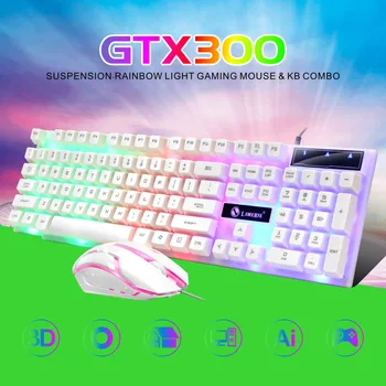 GTX300, набор из 104 клавиш клавиатуры и мыши, Ретро 7 красочных игр с подсветкой, USB-проводная подвеска, игровой набор, клавиатура для компьютера