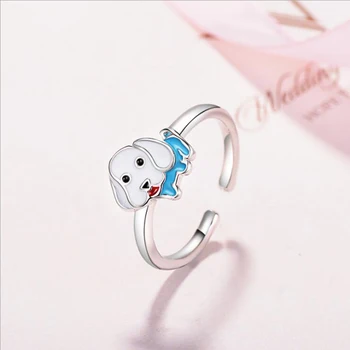 KOFSAC Новое Темпераментное Милое кольцо для маленькой собачки, Модные Кольца из стерлингового серебра 925 пробы Для женщин, ювелирные изделия для помолвки, Рождественские Подарки