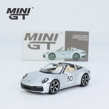 MINIGT 1:64 911 Targe 4S Heritage Design Edition GT модель автомобиля из серебристого сплава MGT507
