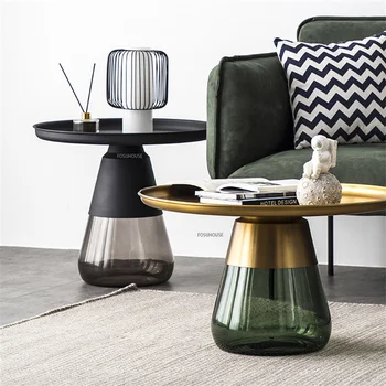 Nordic Light, роскошные стеклянные круглые журнальные столики для гостиной, мебель для дома, простая Креативная мебель для маленькой квартиры, Приставной столик для дивана