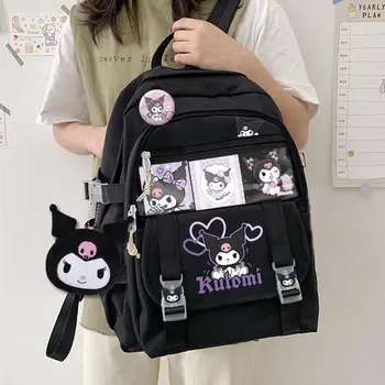 Sanrio Kuromi Дорожный рюкзак my melody Для девочек и мальчиков 2022 Нейлоновая школьная сумка Модная Мультяшная сумка для хранения корицы