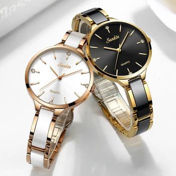 SUNKTA Роскошные Подарочные часы с кристаллами, женские водонепроницаемые часы из розового золота со стальным ремешком, женские наручные часы от ведущего бренда Relogio Feminino