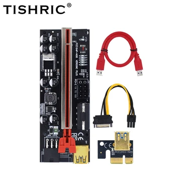 TISHRIC Новейшая PCIE PCI PCI-E Riser Card VER009C Плюс 1X-16X Удлинитель Riser Adapter Графическое Расширение Для Майнинга GPU Miner