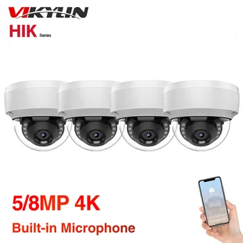 Vikylin 4K HD IP-камера 8MP 5MP Купольная PoE Встроенный микрофон Обнаружение Движения Камеры Видеонаблюдения Hik В помещении IPC Защита дома
