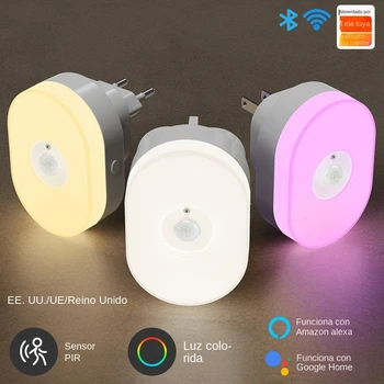 WiFi Tuya Smart Led Night Light PIR Датчик Движения Eu Us Uk Подключаемый Настенный Светильник Теплый Белый RGB Room App Voice Для Alexa Google Home