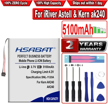Аккумулятор HSABAT емкостью 5100 мАч для плеера iRiver Astell & Kern AK240 с 3-проводным разъемом