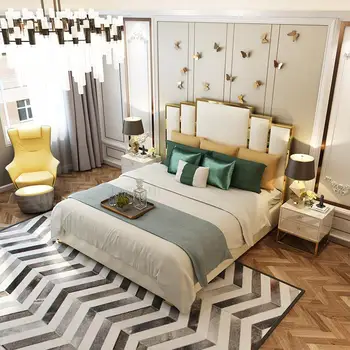 Американская легкая Роскошная Мягкая кровать для гостиничных апартаментов Современная Двуспальная Кровать Простая Модная мебель для спальни