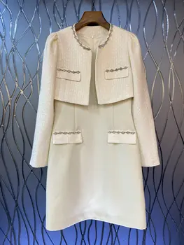 В начале осени новый костюм с темпераментом, высококачественное платье-пальто, расшитое вручную бисером