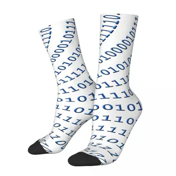 Винтажные синие кодовые сумасшедшие мужские носки Coding Geek Developer CPU Унисекс с рисунком Harajuku с принтом Happy Novelty Crew Sock Подарок для мальчиков