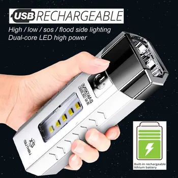 Высококачественный светодиодный фонарик для кемпинга на открытом воздухе, мощный светодиодный фонарик, тактический фонарик, перезаряжаемый USB 18650, бесплатная доставка 1шт