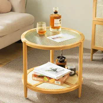 Деревянный столик, прикроватный диван для гостиной, простой балконный столик со стеклом, роскошный журнальный столик, приставная мебель для столика