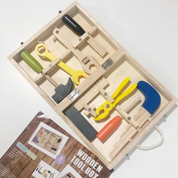 Детский притворный набор инструментов, обучающий Деревянный инструмент для ремонта, развивающая мозг игрушка для плотника с отверткой для ребенка 8 лет