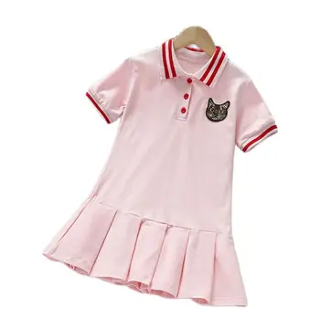 Детское платье для девочек, Новое летнее платье 2022 с отложным воротником, детская одежда, модное платье для маленьких девочек 3-8 лет