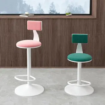 Индивидуальный барный стул в скандинавском современном минималистичном стиле с сетчатым красным светом, роскошный домашний подъемный вращающийся стул, стойка регистрации, барный стул