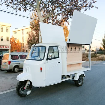 Индивидуальный трехколесный передвижной электрический трейлер для еды, тележка для завтрака и закусок Piaggio Ape Truck с кухонным оборудованием