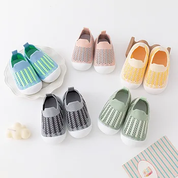 Летняя детская обувь для прогулок для маленьких мальчиков с мягкой подошвой из сетки для новорожденных, противоскользящая дышащая  