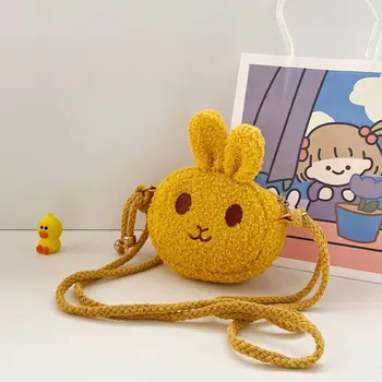 Милая форма Детская сумка через плечо с мультяшным кроликом, плюшевый кошелек, сумки-мессенджеры, сумочка, круглые сумки через плечо на молнии, сумка через плечо
