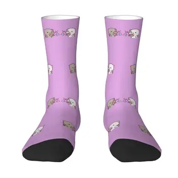 Милые носки с рисунком персика и Гома Моти, Милая пара кошек, женские мужские эластичные летние осенне-зимние носки для экипажа