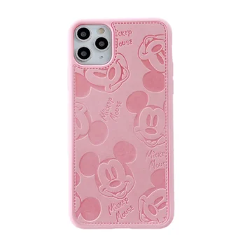 Милый чехол для телефона Disney Mickey для iPhone 11 12 13 14 Pro Pro Max Чехол с полной защитой, кожаная мягкая оболочка, сладкий противоударный