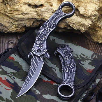 Многофункциональный тактический складной нож для мытья камней с рисунком дракона Складной уличный нож Инструмент для джунглей Карманный складной нож