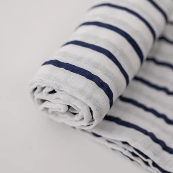 Новый темно-синий полосатый Муслин хлопок детские одеяла пеленать новорожденного одеяло новорожденного, постельные принадлежности элемента мать ребенка бросить одеяло