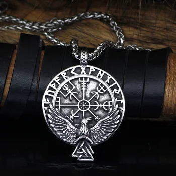 ожерелье викингов для мужчин, скандинавские украшения, ворон, руна Одина, ожерелье из нержавеющей стали, подарок викингов для мужчин и женщин