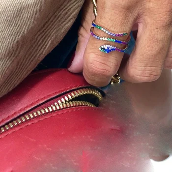 открытый размер 7 радужных разноцветных кубических циркониевых колец с несколькими обертками для женщин на весь палец, женское кольцо, модные украшения