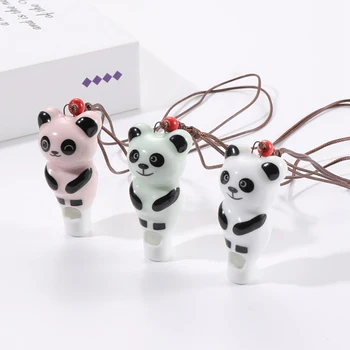 Очаровательное керамическое ожерелье в виде панды с функцией свистка Женское детское черно-белое ожерелье с подвеской в виде панды Подарок на день рождения