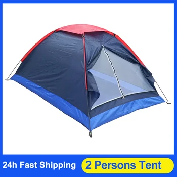 Палатка для кемпинга на 2 персоны, Однослойная Пляжная палатка для путешествий на открытом воздухе, Ветрозащитный Водонепроницаемый Тент, Летняя палатка с сумкой, RU В наличии